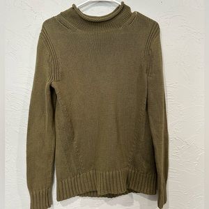 J. Crew mocked green cable knit sweater